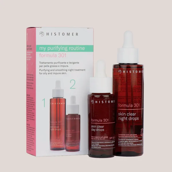 Kit Skin Clear de Histomer, gotas de día y noche para piel grasa