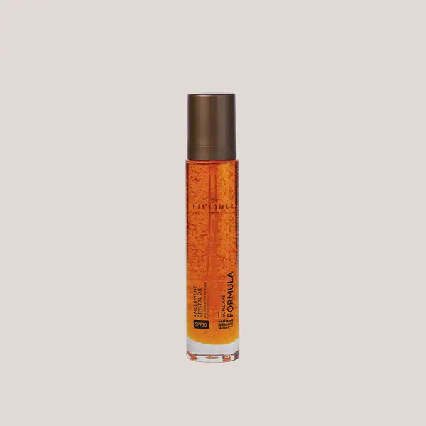 Amberphine Crystal Oil SPF 30 de Histomer, aceite solar de alta protección para rostro y cuerpo